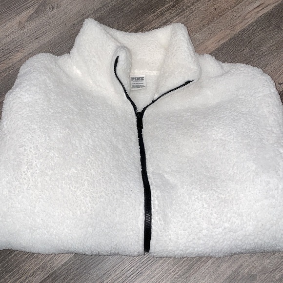 VS PINK WHITE TEDDY SHERPA FULL ZIP JACKET - Picture 3 of 7